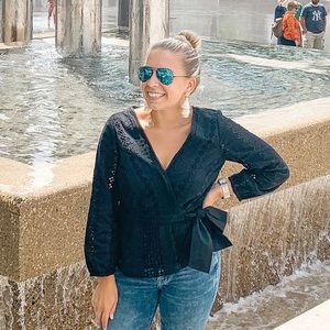 NWT - J.Crew Black Wrapped Top